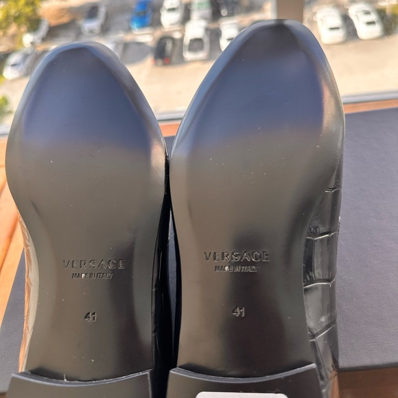 💯 - New Authentic Versace Men Croc Embossed Calfskin Smoking Slipper - Picture 16 of 16